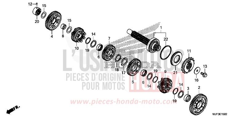 GETRIEBE (GEGENWELLE) (CRF1000D) von Africa Twin CANDY PROMINENCE RED (R342) von 2017